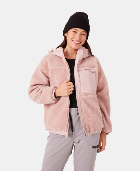Everest Hooded Sherpa Jacket - Adobe Rose - Roxy