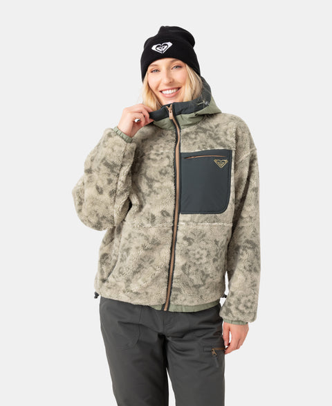 Everest Hooded Sherpa Jacket - Olive Combo - Roxy