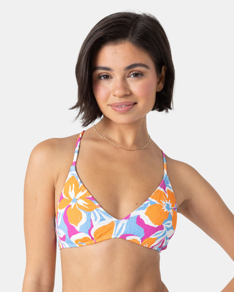 Topanga Canyon Athletic Triangle Bikini Top - Pastel Floral Multi - Roxy