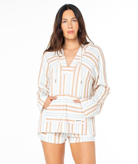 Wild and Free Hoodie - Egret Chipmunk Porto Stripe - Roxy