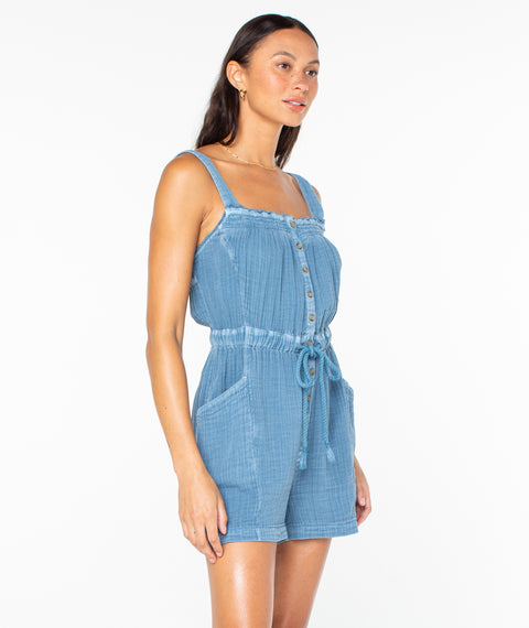 On the Beach Time Jumpsuit - Captains Blue Solid - Roxy