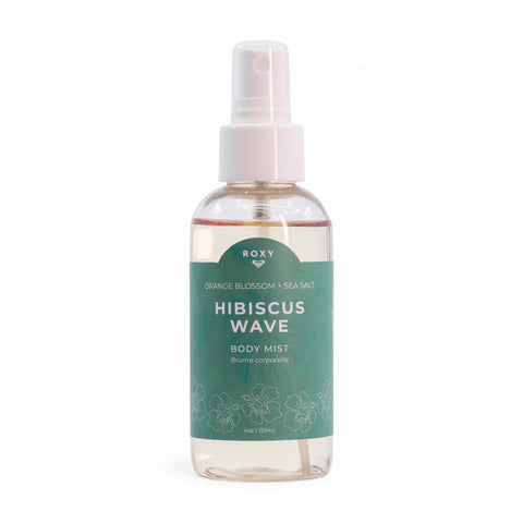 Roxy Hibiscus Wave body mist bottle on a white background