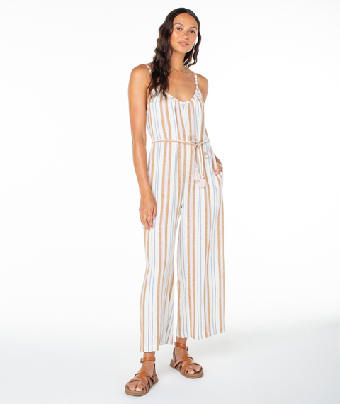 Gale Jumpsuit - Egret Chipmunk Porto Stripe - Roxy